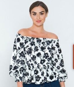 Calin off shoulder printed‎ shirt